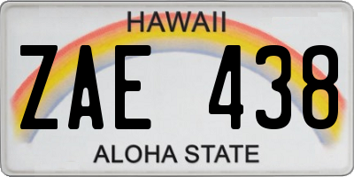 HI license plate ZAE438