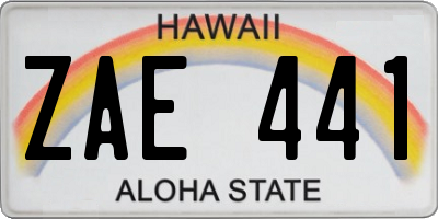 HI license plate ZAE441