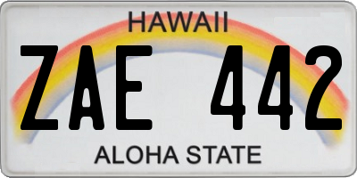 HI license plate ZAE442