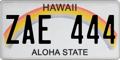 HI license plate ZAE444