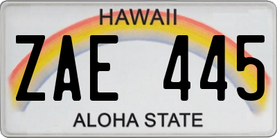 HI license plate ZAE445