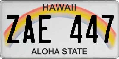 HI license plate ZAE447