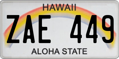 HI license plate ZAE449