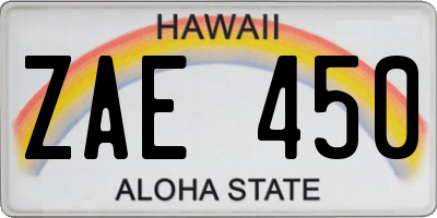 HI license plate ZAE450