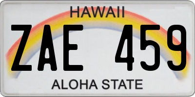 HI license plate ZAE459