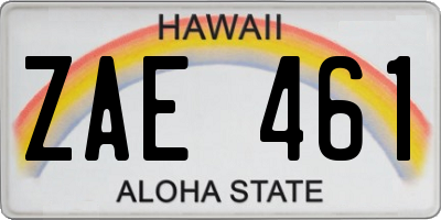 HI license plate ZAE461