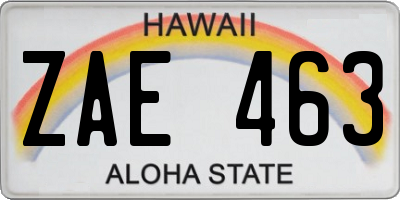 HI license plate ZAE463