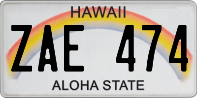 HI license plate ZAE474