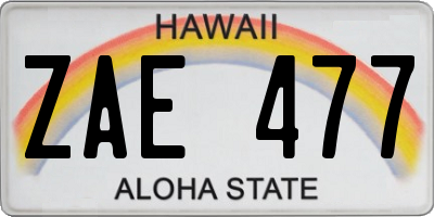 HI license plate ZAE477