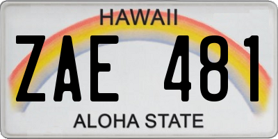 HI license plate ZAE481