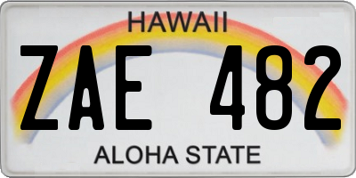 HI license plate ZAE482