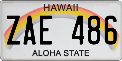 HI license plate ZAE486