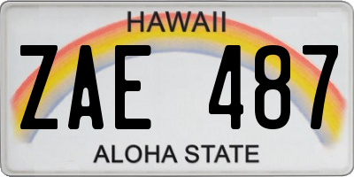 HI license plate ZAE487
