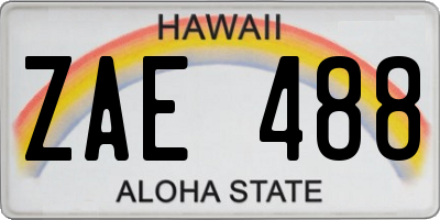 HI license plate ZAE488