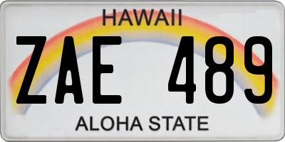 HI license plate ZAE489