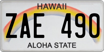 HI license plate ZAE490