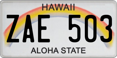 HI license plate ZAE503