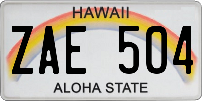 HI license plate ZAE504