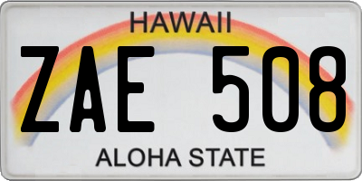 HI license plate ZAE508