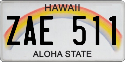 HI license plate ZAE511