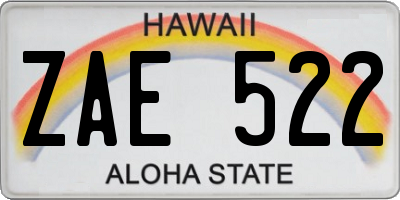 HI license plate ZAE522
