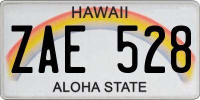 HI license plate ZAE528