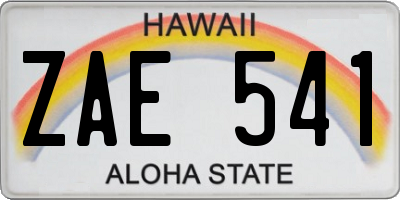 HI license plate ZAE541
