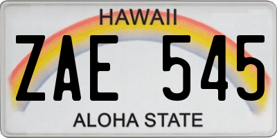 HI license plate ZAE545
