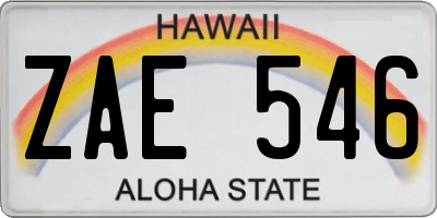 HI license plate ZAE546