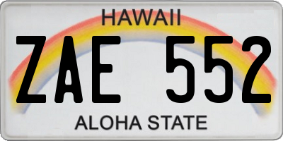 HI license plate ZAE552