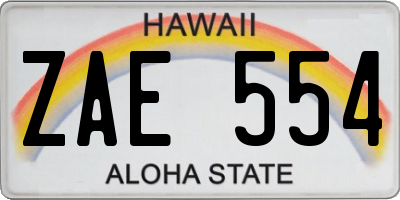 HI license plate ZAE554
