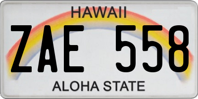 HI license plate ZAE558