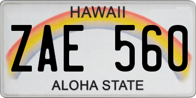 HI license plate ZAE560