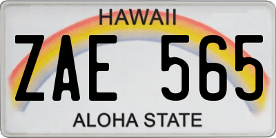 HI license plate ZAE565