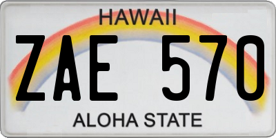 HI license plate ZAE570