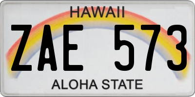 HI license plate ZAE573