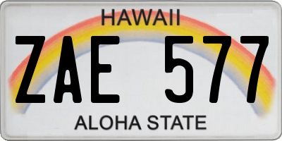 HI license plate ZAE577