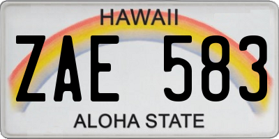 HI license plate ZAE583