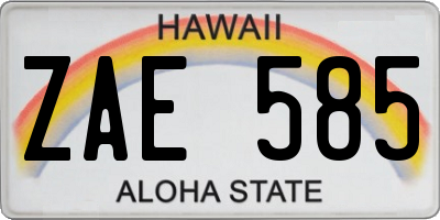 HI license plate ZAE585