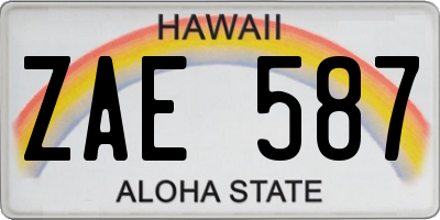 HI license plate ZAE587