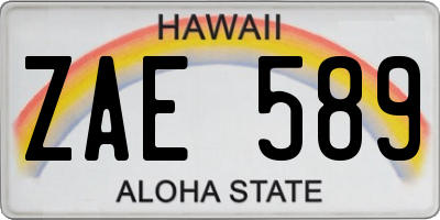 HI license plate ZAE589