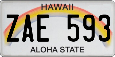 HI license plate ZAE593