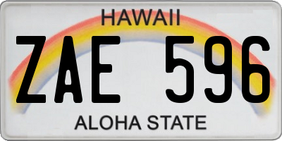 HI license plate ZAE596