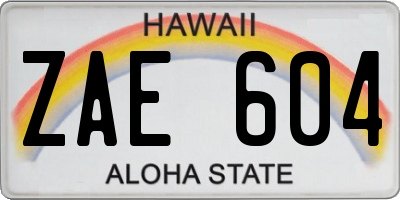 HI license plate ZAE604