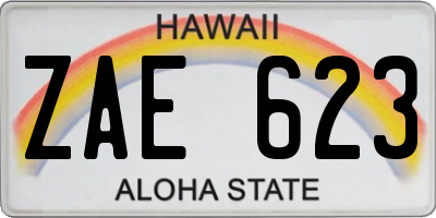 HI license plate ZAE623