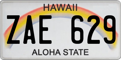 HI license plate ZAE629