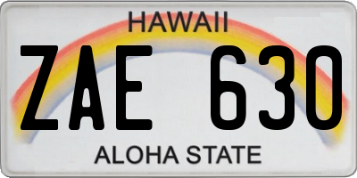 HI license plate ZAE630