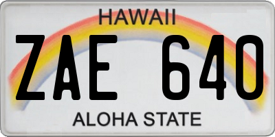 HI license plate ZAE640