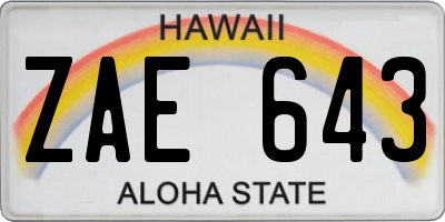 HI license plate ZAE643