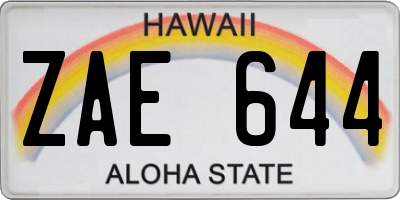HI license plate ZAE644